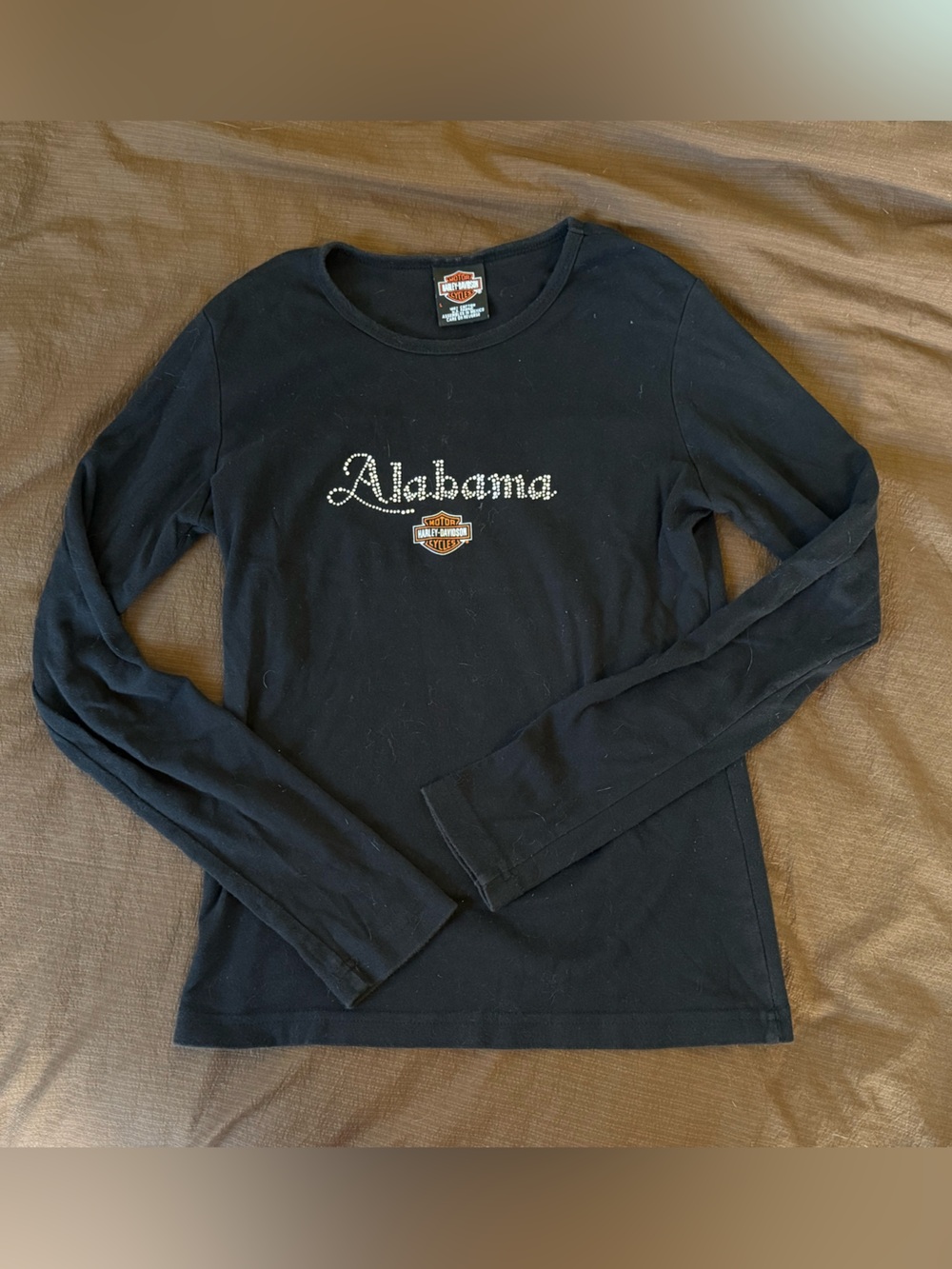 Harley-Davidson Black Long Sleeve 'Alabama' Rhinestone Tee